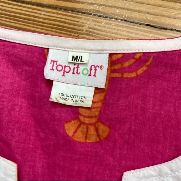 Beach Cover Top it Off Pink Orange Lobsters Medium Large - Picture 5 of 12